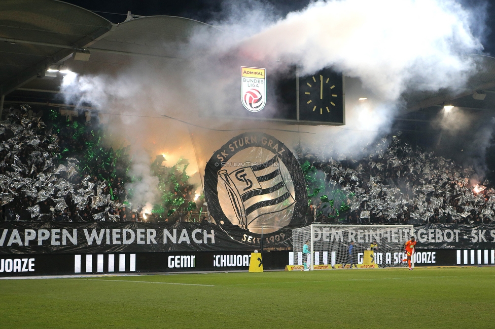 Sturm Graz - Rapid Wien
Oesterreichische Fussball Bundesliga, 17. Runde, SK Sturm Graz - SK Rapid Wien, Stadion Liebenau Graz, 10.02.2023. 

Foto zeigt Fans von Sturm mit einer Choreografie
