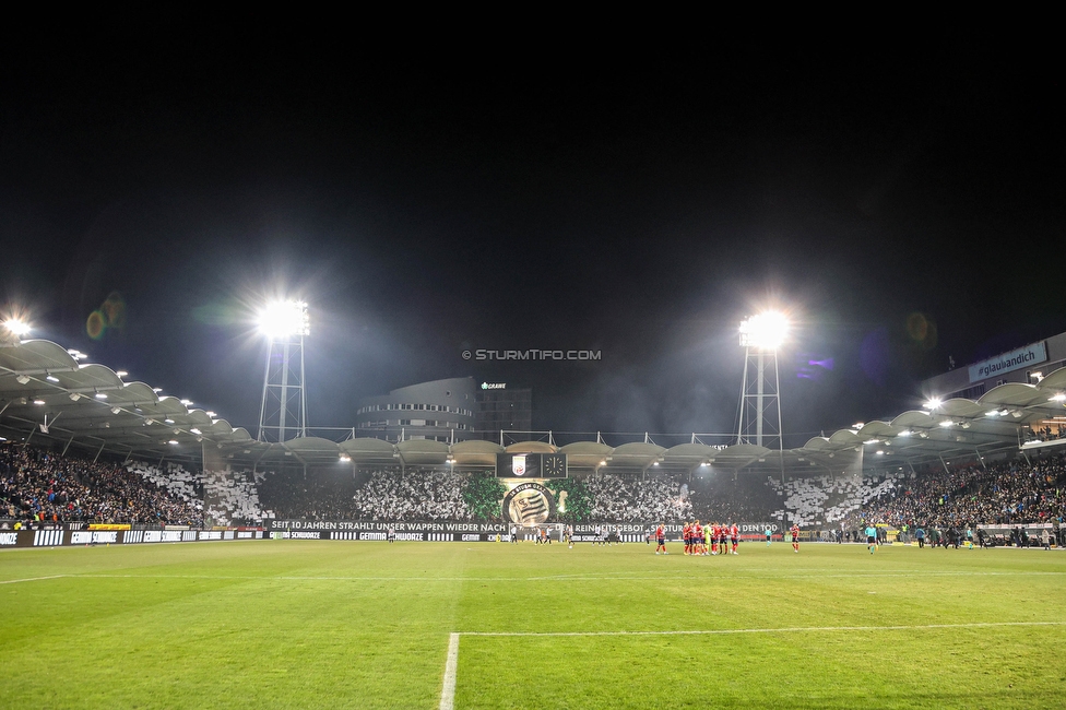 Sturm Graz - Rapid Wien
Oesterreichische Fussball Bundesliga, 17. Runde, SK Sturm Graz - SK Rapid Wien, Stadion Liebenau Graz, 10.02.2023. 

Foto zeigt Fans von Sturm mit einer Choreografie
