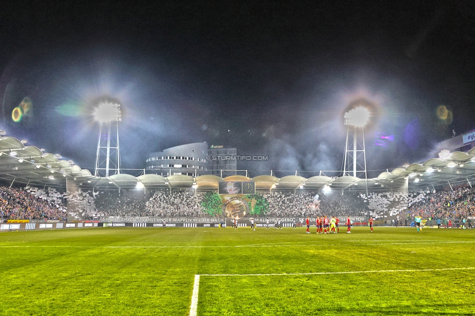 Sturm Graz - Rapid Wien
Oesterreichische Fussball Bundesliga, 17. Runde, SK Sturm Graz - SK Rapid Wien, Stadion Liebenau Graz, 10.02.2023. 

Foto zeigt Fans von Sturm mit einer Choreografie
