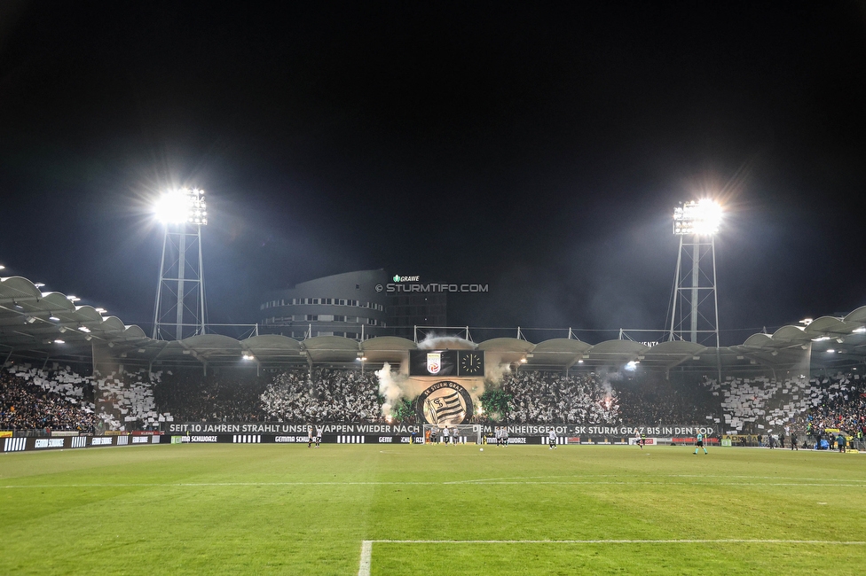 Sturm Graz - Rapid Wien
Oesterreichische Fussball Bundesliga, 17. Runde, SK Sturm Graz - SK Rapid Wien, Stadion Liebenau Graz, 10.02.2023. 

Foto zeigt Fans von Sturm mit einer Choreografie
