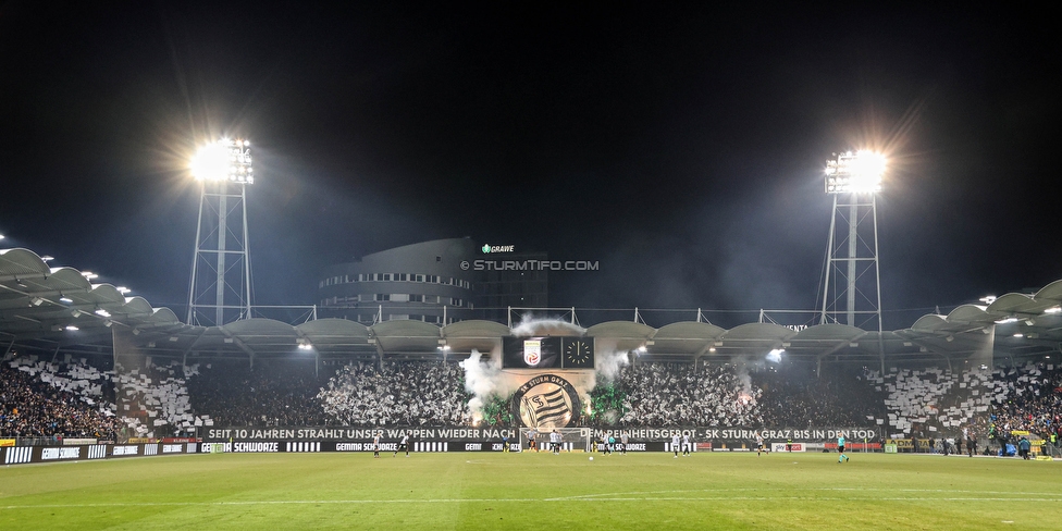 Sturm Graz - Rapid Wien
Oesterreichische Fussball Bundesliga, 17. Runde, SK Sturm Graz - SK Rapid Wien, Stadion Liebenau Graz, 10.02.2023. 

Foto zeigt Fans von Sturm mit einer Choreografie
