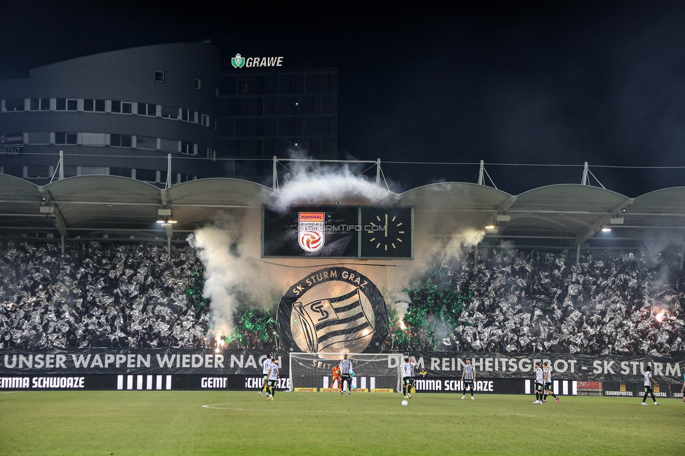 Sturm Graz - Rapid Wien
Oesterreichische Fussball Bundesliga, 17. Runde, SK Sturm Graz - SK Rapid Wien, Stadion Liebenau Graz, 10.02.2023. 

Foto zeigt Fans von Sturm mit einer Choreografie

