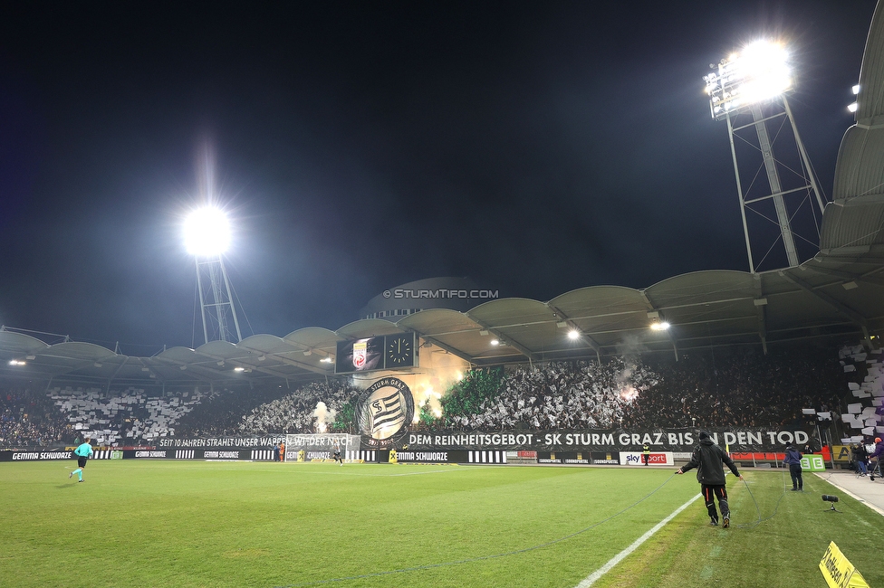 Sturm Graz - Rapid Wien
Oesterreichische Fussball Bundesliga, 17. Runde, SK Sturm Graz - SK Rapid Wien, Stadion Liebenau Graz, 10.02.2023. 

Foto zeigt Fans von Sturm mit einer Choreografie
Schlüsselwörter: pyrotechnik