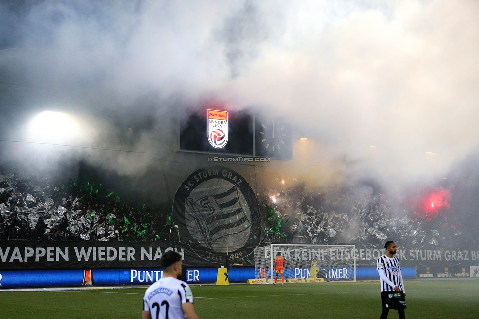 Sturm Graz - Rapid Wien
Oesterreichische Fussball Bundesliga, 17. Runde, SK Sturm Graz - SK Rapid Wien, Stadion Liebenau Graz, 10.02.2023. 

Foto zeigt Fans von Sturm mit einer Choreografie
