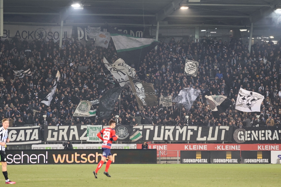 Sturm Graz - Rapid Wien
Oesterreichische Fussball Bundesliga, 17. Runde, SK Sturm Graz - SK Rapid Wien, Stadion Liebenau Graz, 10.02.2023. 

Foto zeigt Fans von Sturm
