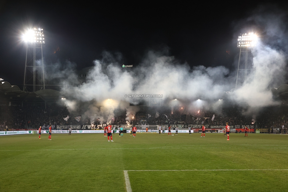 Sturm Graz - Rapid Wien
Oesterreichische Fussball Bundesliga, 17. Runde, SK Sturm Graz - SK Rapid Wien, Stadion Liebenau Graz, 10.02.2023. 

Foto zeigt Fans von Sturm
Schlüsselwörter: pyrotechnik