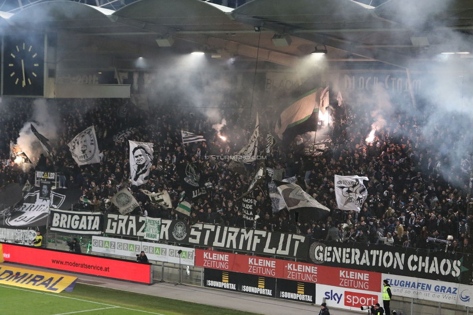 Sturm Graz - Rapid Wien
Oesterreichische Fussball Bundesliga, 17. Runde, SK Sturm Graz - SK Rapid Wien, Stadion Liebenau Graz, 10.02.2023. 

Foto zeigt Fans von Sturm
Schlüsselwörter: pyrotechnik sturmflut