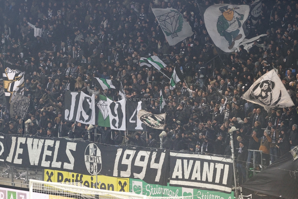 Sturm Graz - Rapid Wien
Oesterreichische Fussball Bundesliga, 17. Runde, SK Sturm Graz - SK Rapid Wien, Stadion Liebenau Graz, 10.02.2023. 

Foto zeigt Fans von Sturm
Schlüsselwörter: jewels pyrotechnik