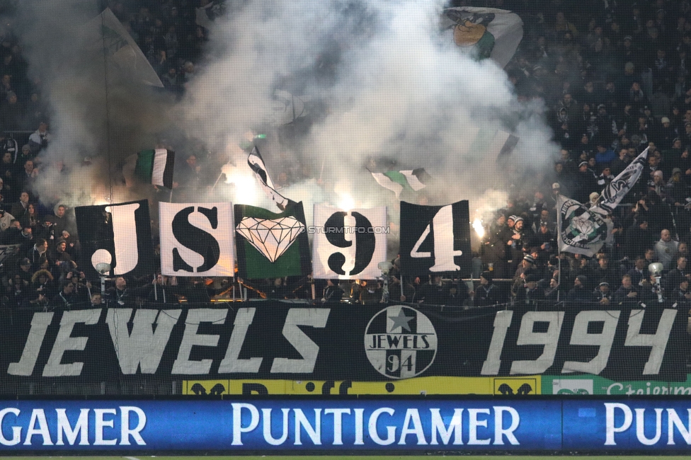 Sturm Graz - Rapid Wien
Oesterreichische Fussball Bundesliga, 17. Runde, SK Sturm Graz - SK Rapid Wien, Stadion Liebenau Graz, 10.02.2023. 

Foto zeigt Fans von Sturm
Schlüsselwörter: jewels pyrotechnik