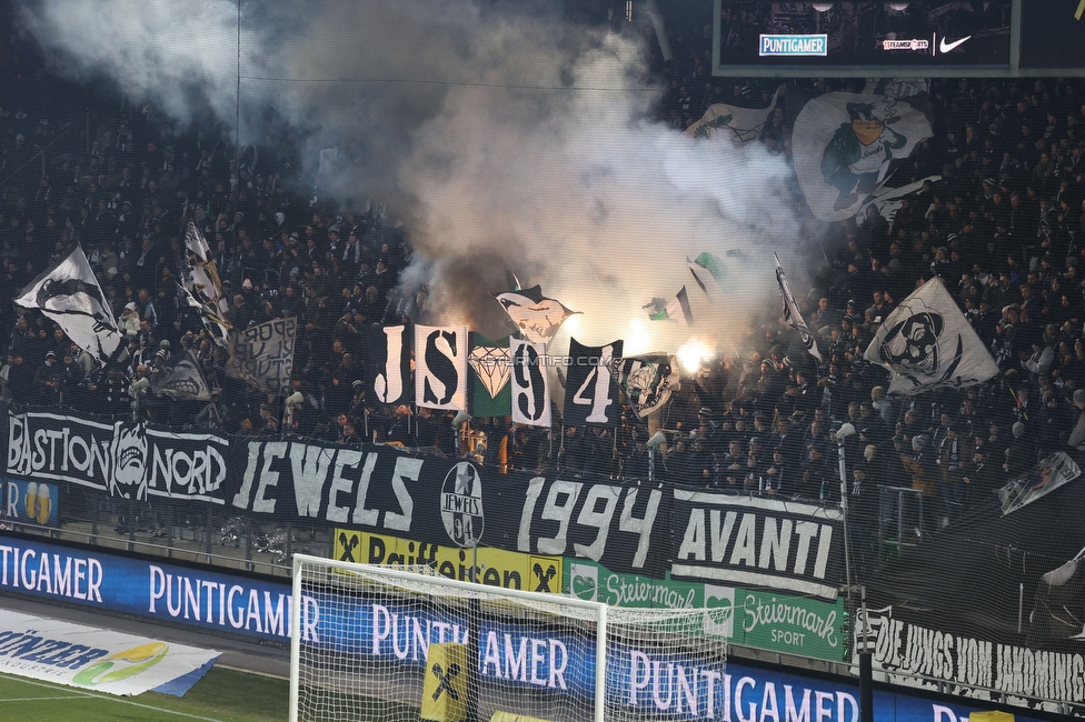 Sturm Graz - Rapid Wien
Oesterreichische Fussball Bundesliga, 17. Runde, SK Sturm Graz - SK Rapid Wien, Stadion Liebenau Graz, 10.02.2023. 

Foto zeigt Fans von Sturm
Schlüsselwörter: jewels pyrotechnik