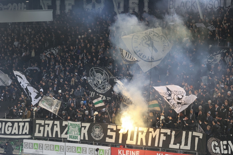 Sturm Graz - Rapid Wien
Oesterreichische Fussball Bundesliga, 17. Runde, SK Sturm Graz - SK Rapid Wien, Stadion Liebenau Graz, 10.02.2023. 

Foto zeigt Fans von Sturm
Schlüsselwörter: sturmflut pyrotechnik