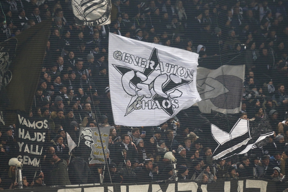 Sturm Graz - Rapid Wien
Oesterreichische Fussball Bundesliga, 17. Runde, SK Sturm Graz - SK Rapid Wien, Stadion Liebenau Graz, 10.02.2023. 

Foto zeigt Fans von Sturm
