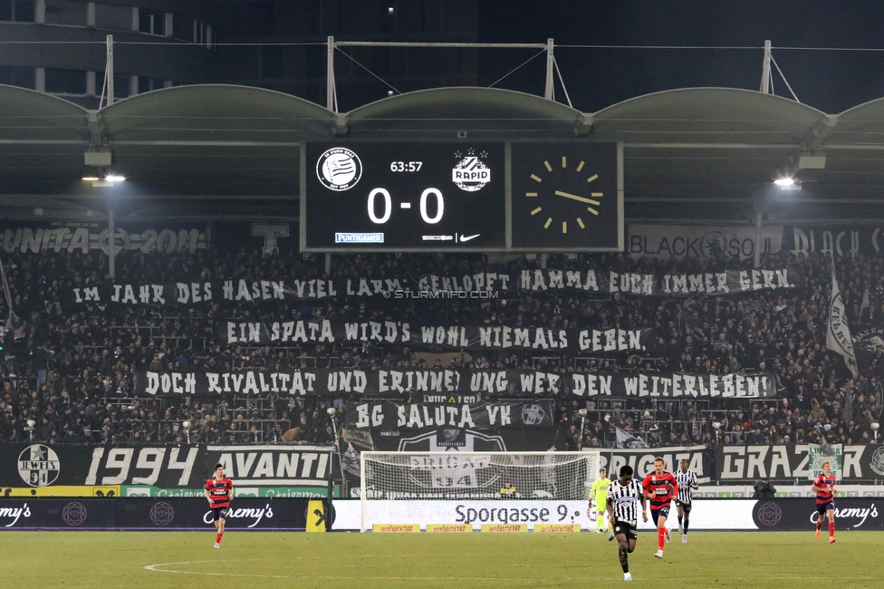 Sturm Graz - Rapid Wien
Oesterreichische Fussball Bundesliga, 17. Runde, SK Sturm Graz - SK Rapid Wien, Stadion Liebenau Graz, 10.02.2023. 

Foto zeigt Fans von Sturm
