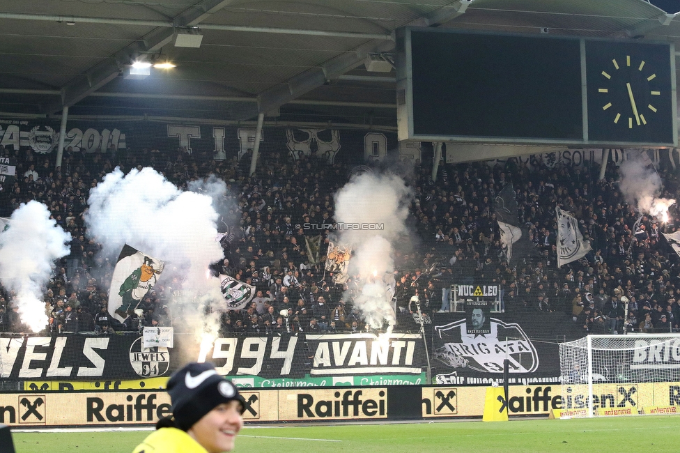 Sturm Graz - Rapid Wien
Oesterreichische Fussball Bundesliga, 17. Runde, SK Sturm Graz - SK Rapid Wien, Stadion Liebenau Graz, 10.02.2023. 

Foto zeigt Fans von Sturm
