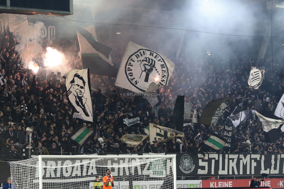 Sturm Graz - Rapid Wien
Oesterreichische Fussball Bundesliga, 17. Runde, SK Sturm Graz - SK Rapid Wien, Stadion Liebenau Graz, 10.02.2023. 

Foto zeigt Fans von Sturm
