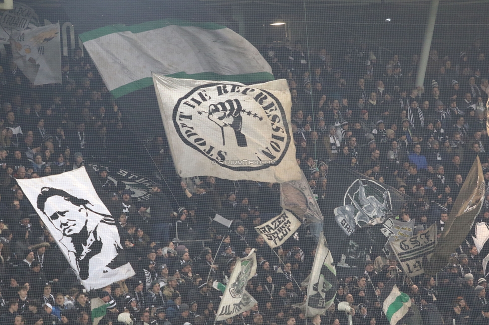 Sturm Graz - Rapid Wien
Oesterreichische Fussball Bundesliga, 17. Runde, SK Sturm Graz - SK Rapid Wien, Stadion Liebenau Graz, 10.02.2023. 

Foto zeigt Fans von Sturm
