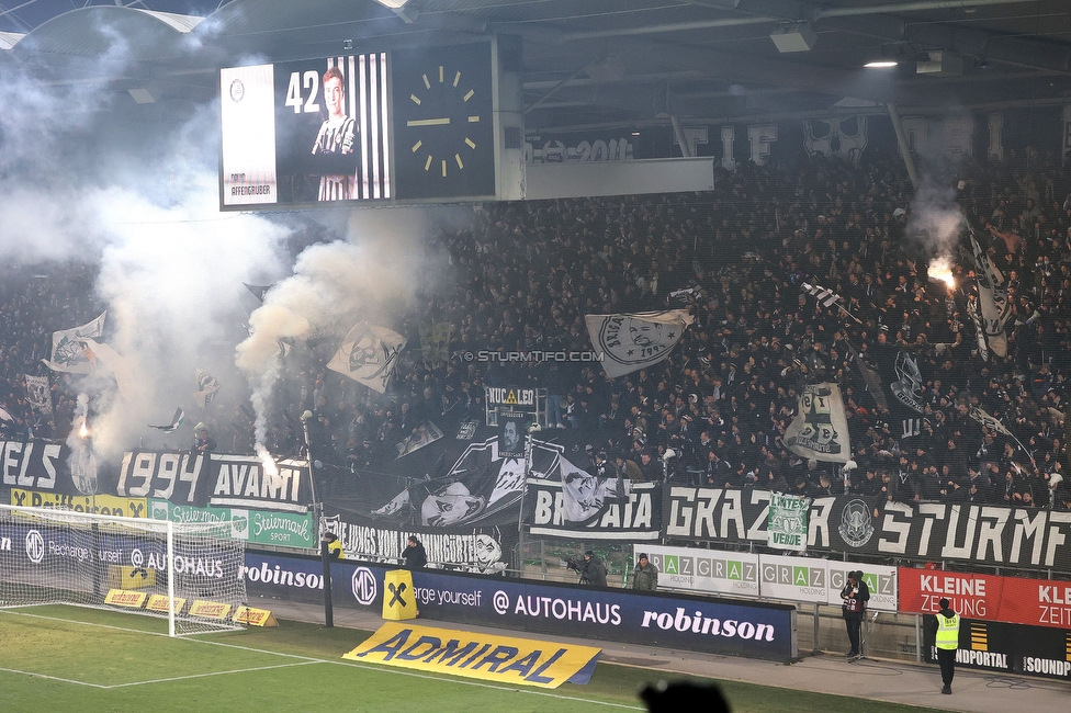 Sturm Graz - Rapid Wien
Oesterreichische Fussball Bundesliga, 17. Runde, SK Sturm Graz - SK Rapid Wien, Stadion Liebenau Graz, 10.02.2023. 

Foto zeigt Fans von Sturm
Schlüsselwörter: pyrotechnik