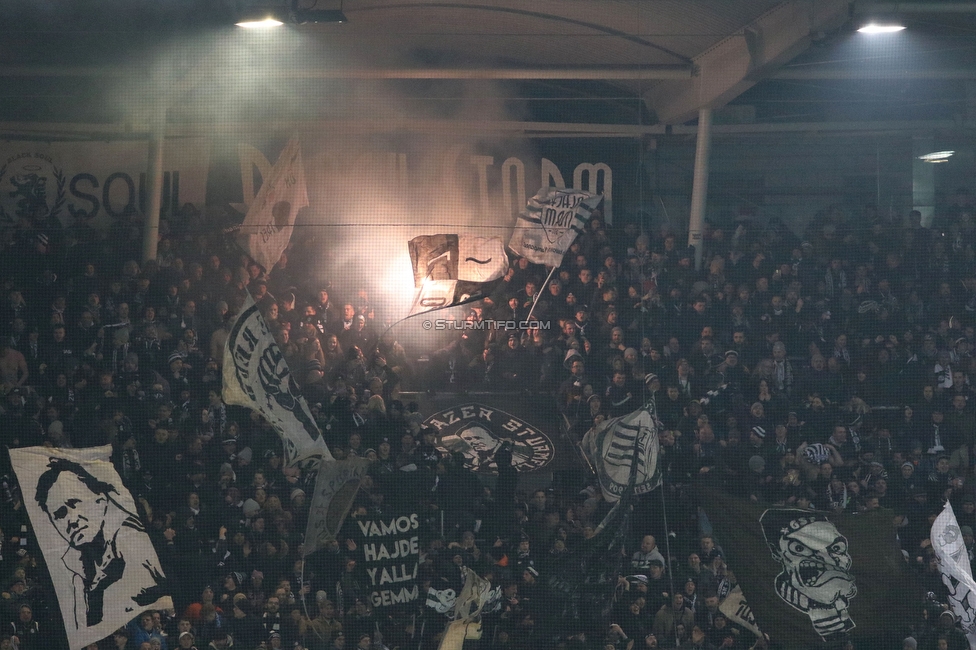 Sturm Graz - Rapid Wien
Oesterreichische Fussball Bundesliga, 17. Runde, SK Sturm Graz - SK Rapid Wien, Stadion Liebenau Graz, 10.02.2023. 

Foto zeigt Fans von Sturm
