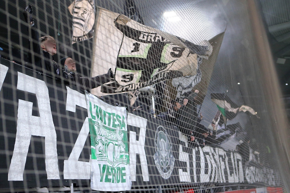 Sturm Graz - Rapid Wien
Oesterreichische Fussball Bundesliga, 17. Runde, SK Sturm Graz - SK Rapid Wien, Stadion Liebenau Graz, 10.02.2023. 

Foto zeigt Fans von Sturm
