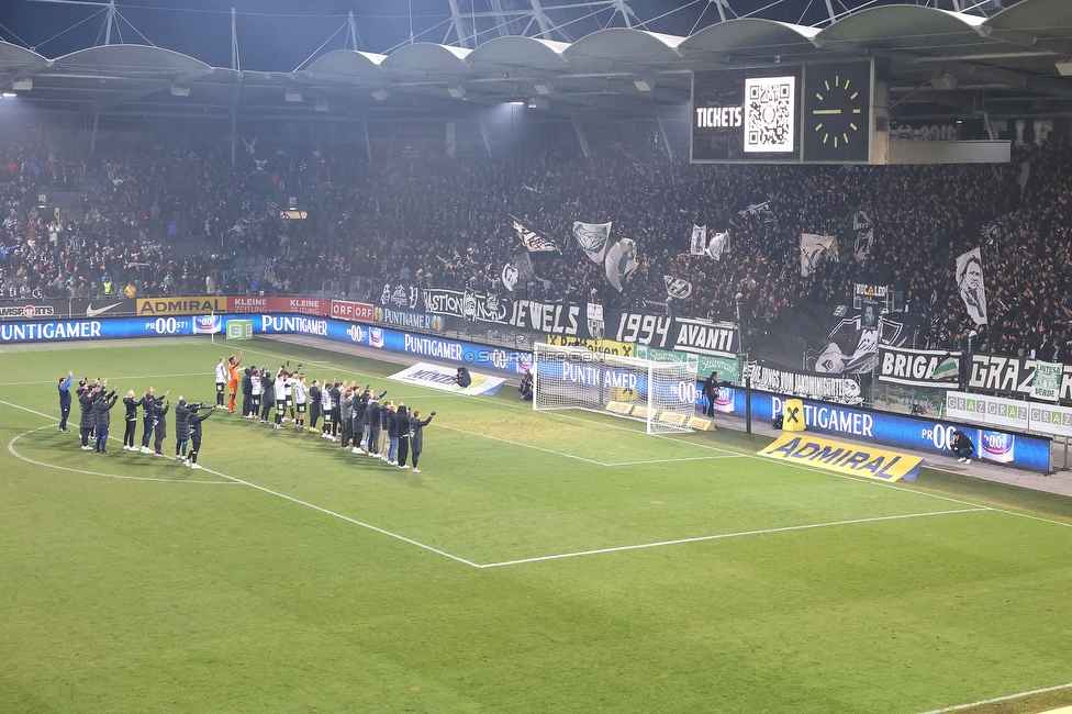 Sturm Graz - Rapid Wien
Oesterreichische Fussball Bundesliga, 17. Runde, SK Sturm Graz - SK Rapid Wien, Stadion Liebenau Graz, 10.02.2023. 

Foto zeigt die Mannschaft von Sturm und Fans von Sturm
