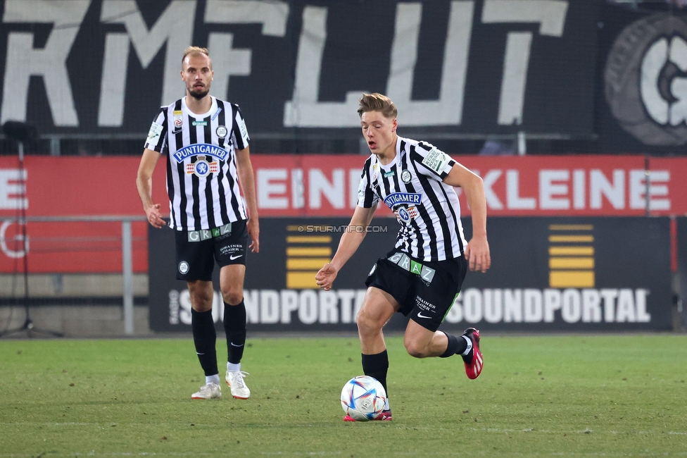 Sturm Graz - Rapid Wien
Oesterreichische Fussball Bundesliga, 17. Runde, SK Sturm Graz - SK Rapid Wien, Stadion Liebenau Graz, 10.02.2023. 

Foto zeigt Jon Gorenc-Stankovic (Sturm) und Alexander Prass (Sturm)
