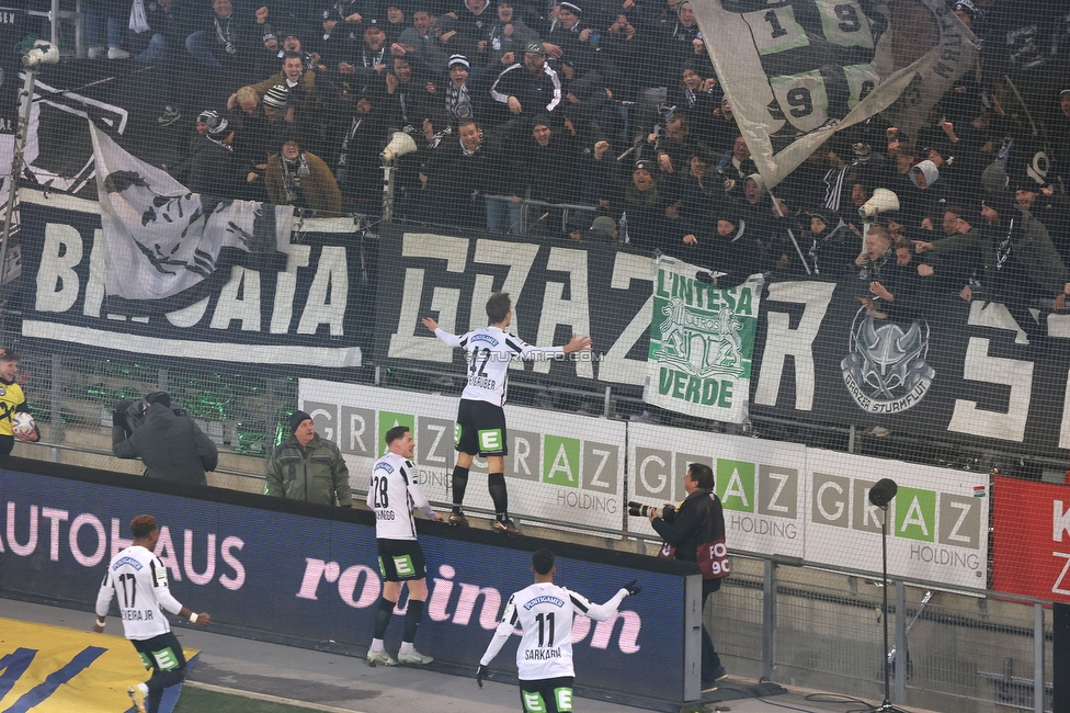 Sturm Graz - Rapid Wien
Oesterreichische Fussball Bundesliga, 17. Runde, SK Sturm Graz - SK Rapid Wien, Stadion Liebenau Graz, 10.02.2023. 

Foto zeigt David Affengruber (Sturm)
Schlüsselwörter: torjubel