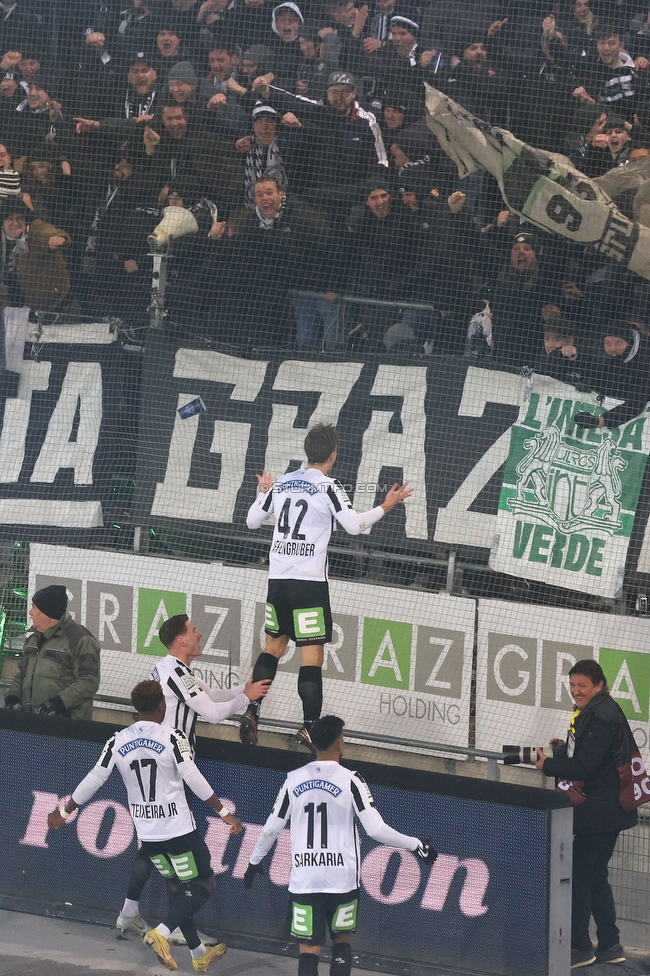 Sturm Graz - Rapid Wien
Oesterreichische Fussball Bundesliga, 17. Runde, SK Sturm Graz - SK Rapid Wien, Stadion Liebenau Graz, 10.02.2023. 

Foto zeigt David Affengruber (Sturm)
Schlüsselwörter: torjubel