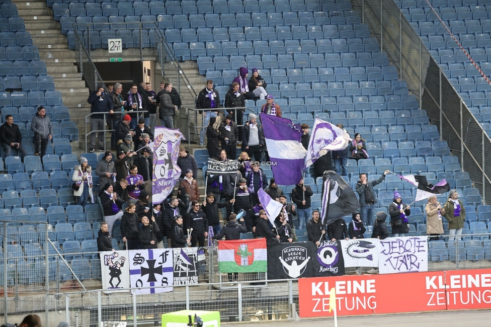 Sturm Graz - Klagenfurt
Oesterreichische Fussball Bundesliga, 19. Runde, SK Sturm Graz - SK Austria Klagenfurt, Stadion Liebenau Graz, 25.02.2023. 

Foto zeigt Fans von Sturm
