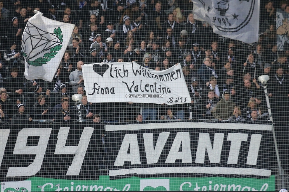 Sturm Graz - Klagenfurt
Oesterreichische Fussball Bundesliga, 19. Runde, SK Sturm Graz - SK Austria Klagenfurt, Stadion Liebenau, 25.02.2023. 

Foto zeigt Fans von Sturm mit einem Spruchband
