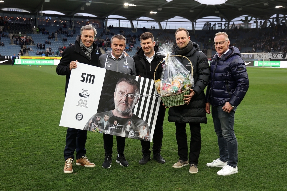 Sturm Graz - Klagenfurt
Oesterreichische Fussball Bundesliga, 19. Runde, SK Sturm Graz - SK Austria Klagenfurt, Stadion Liebenau, 25.02.2023. 

Foto zeigt Christian Jauk (Praesident Sturm), Simo Maric (Zeugwart Sturm), Andreas Schicker (sportl. Geschaeftsfuehrer Sturm), Thomas Tebbich (wirtsch. Geschaeftsfuehrer Sturm) und Peter Schaller (Vizepraesident Sturm)
