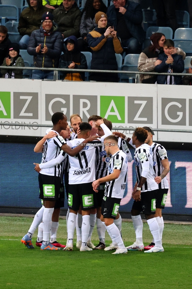 Sturm Graz - Klagenfurt
Oesterreichische Fussball Bundesliga, 19. Runde, SK Sturm Graz - SK Austria Klagenfurt, Stadion Liebenau Graz, 25.02.2023. 

Foto zeigt Emanuel Emegha (Sturm), Manprit Sarkaria (Sturm), David Affengruber (Sturm), Tomi Horvat (Sturm) und Bryan Silva Teixeira (Sturm)
Schlüsselwörter: torjubel