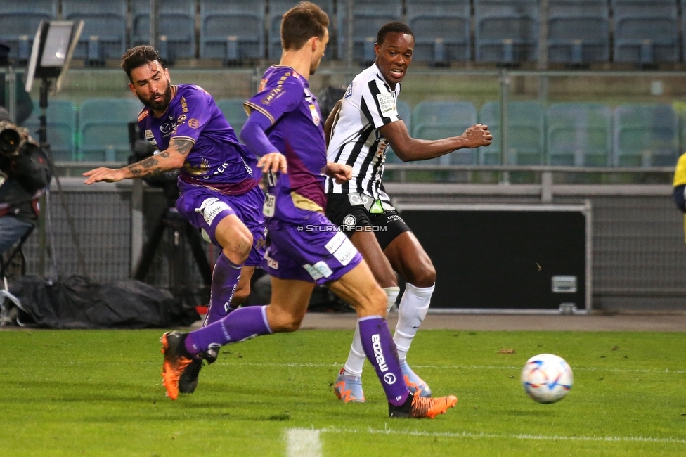 Sturm Graz - Klagenfurt
Oesterreichische Fussball Bundesliga, 19. Runde, SK Sturm Graz - SK Austria Klagenfurt, Stadion Liebenau, 25.02.2023. 

Foto zeigt Emanuel Emegha (Sturm)
