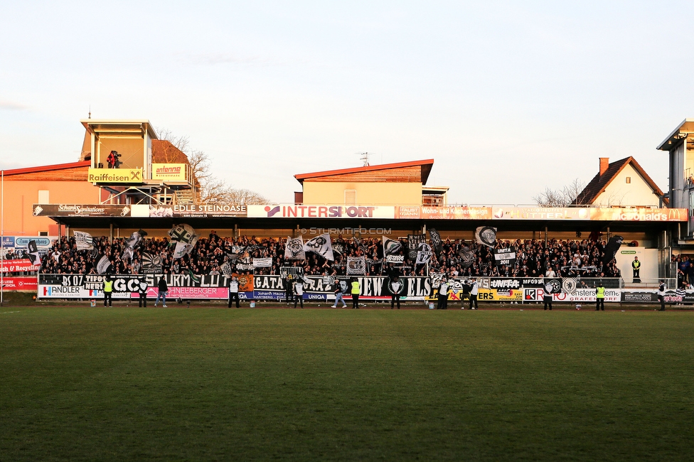 Hartberg - Sturm Graz
Oesterreichische Fussball Bundesliga, 18. Runde, TSV Hartberg - SK Sturm Graz, TSV Stadion Hartberg , 18.02.2023. 

Foto zeigt Fans von Sturm
