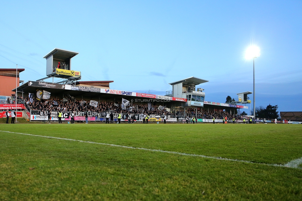 Hartberg - Sturm Graz
Oesterreichische Fussball Bundesliga, 18. Runde, TSV Hartberg - SK Sturm Graz, TSV Stadion Hartberg , 18.02.2023. 

Foto zeigt Fans von Sturm
