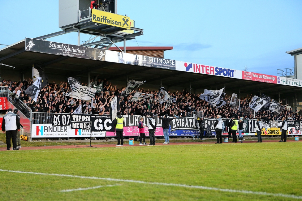 Hartberg - Sturm Graz
Oesterreichische Fussball Bundesliga, 18. Runde, TSV Hartberg - SK Sturm Graz, TSV Stadion Hartberg , 18.02.2023. 

Foto zeigt Fans von Sturm
