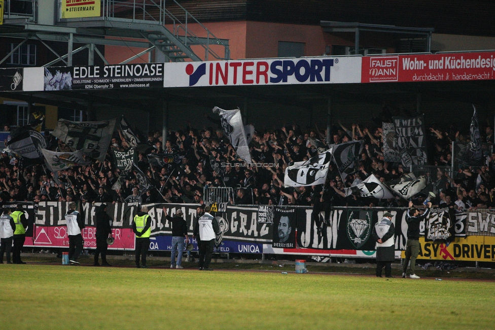 Hartberg - Sturm Graz
Oesterreichische Fussball Bundesliga, 18. Runde, TSV Hartberg - SK Sturm Graz, TSV Stadion Hartberg , 18.02.2023. 

Foto zeigt Fans von Sturm
