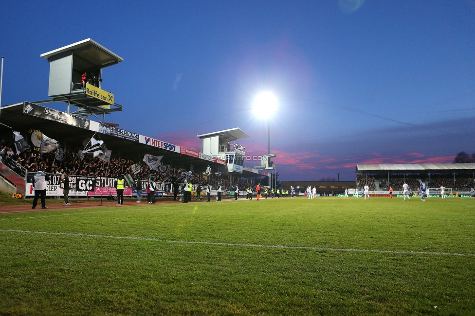 Hartberg - Sturm Graz
Oesterreichische Fussball Bundesliga, 18. Runde, TSV Hartberg - SK Sturm Graz, TSV Stadion Hartberg , 18.02.2023. 

Foto zeigt Fans von Sturm
