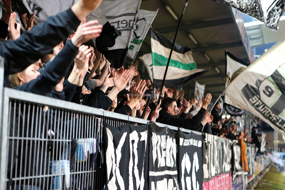 Hartberg - Sturm Graz
Oesterreichische Fussball Bundesliga, 18. Runde, TSV Hartberg - SK Sturm Graz, TSV Stadion Hartberg , 18.02.2023. 

Foto zeigt Fans von Sturm
