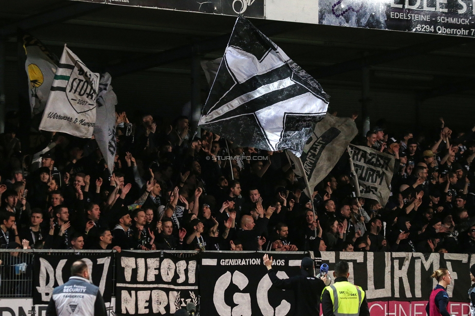 Hartberg - Sturm Graz
Oesterreichische Fussball Bundesliga, 18. Runde, TSV Hartberg - SK Sturm Graz, TSV Stadion Hartberg , 18.02.2023. 

Foto zeigt Fans von Sturm
