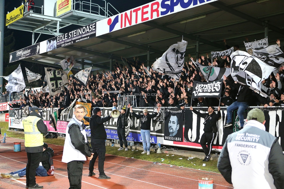 Hartberg - Sturm Graz
Oesterreichische Fussball Bundesliga, 18. Runde, TSV Hartberg - SK Sturm Graz, TSV Stadion Hartberg , 18.02.2023. 

Foto zeigt Fans von Sturm
