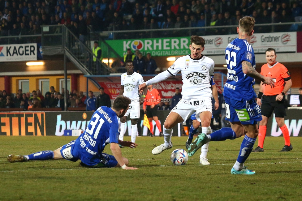 Hartberg - Sturm Graz
Oesterreichische Fussball Bundesliga, 18. Runde, TSV Hartberg - SK Sturm Graz, TSV Stadion Hartberg , 18.02.2023. 

Foto zeigt Ivan Ljubic (Sturm)
