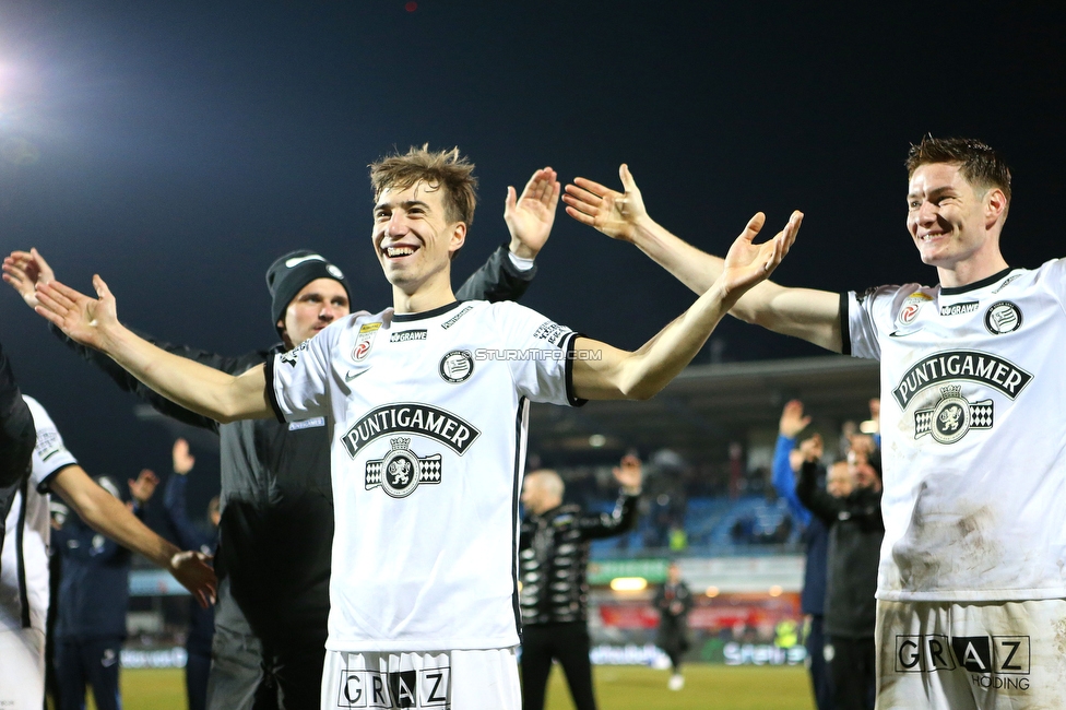 Hartberg - Sturm Graz
Oesterreichische Fussball Bundesliga, 18. Runde, TSV Hartberg - SK Sturm Graz, TSV Stadion Hartberg , 18.02.2023. 

Foto zeigt David Affengruber (Sturm) und David Schnegg (Sturm)
