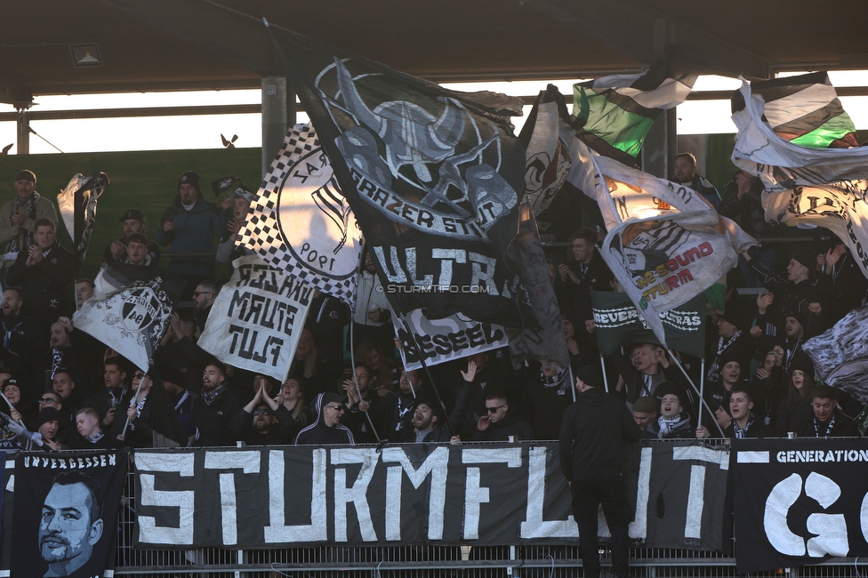 Lustenau - Sturm Graz
Oesterreichische Fussball Bundesliga, 20. Runde, SC Austria Lustenau - SK Sturm Graz, Reichshofstadion Lustenau, 04.03.2023. 

Foto zeigt Fans von Sturm
