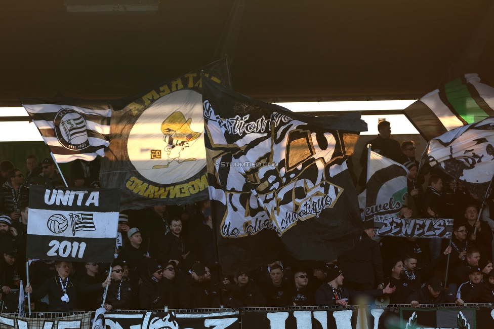 Lustenau - Sturm Graz
Oesterreichische Fussball Bundesliga, 20. Runde, SC Austria Lustenau - SK Sturm Graz, Reichshofstadion Lustenau, 04.03.2023. 

Foto zeigt Fans von Sturm
Schlüsselwörter: bastion