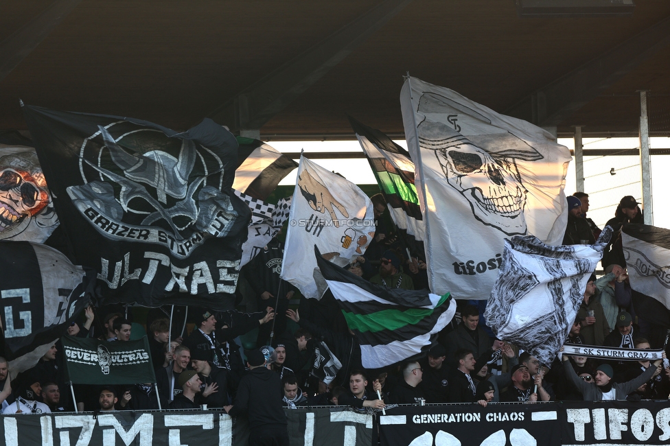 Lustenau - Sturm Graz
Oesterreichische Fussball Bundesliga, 20. Runde, SC Austria Lustenau - SK Sturm Graz, Reichshofstadion Lustenau, 04.03.2023. 

Foto zeigt Fans von Sturm
