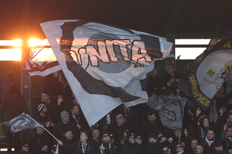 Lustenau - Sturm Graz
Oesterreichische Fussball Bundesliga, 20. Runde, SC Austria Lustenau - SK Sturm Graz, Reichshofstadion Lustenau, 04.03.2023. 

Foto zeigt Fans von Sturm
