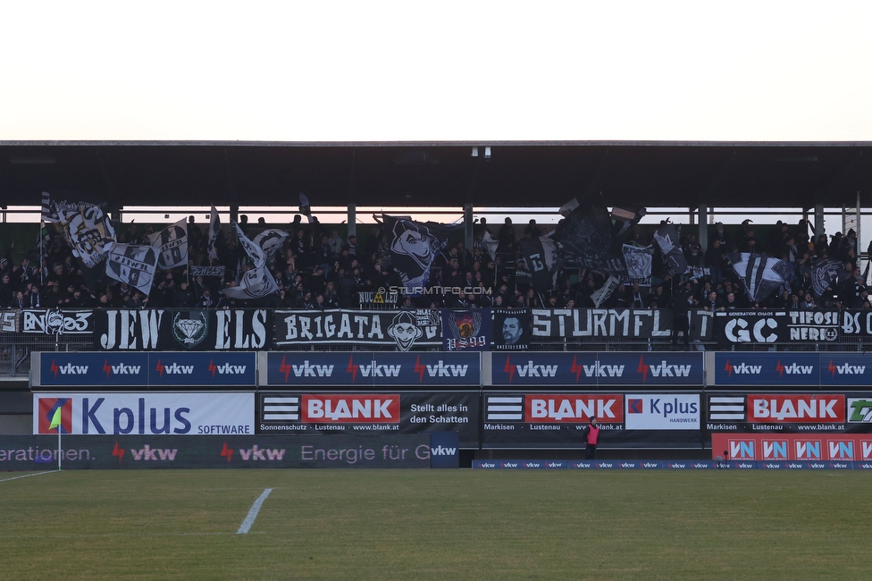 Lustenau - Sturm Graz
Oesterreichische Fussball Bundesliga, 20. Runde, SC Austria Lustenau - SK Sturm Graz, Reichshofstadion Lustenau, 04.03.2023. 

Foto zeigt Fans von Sturm
