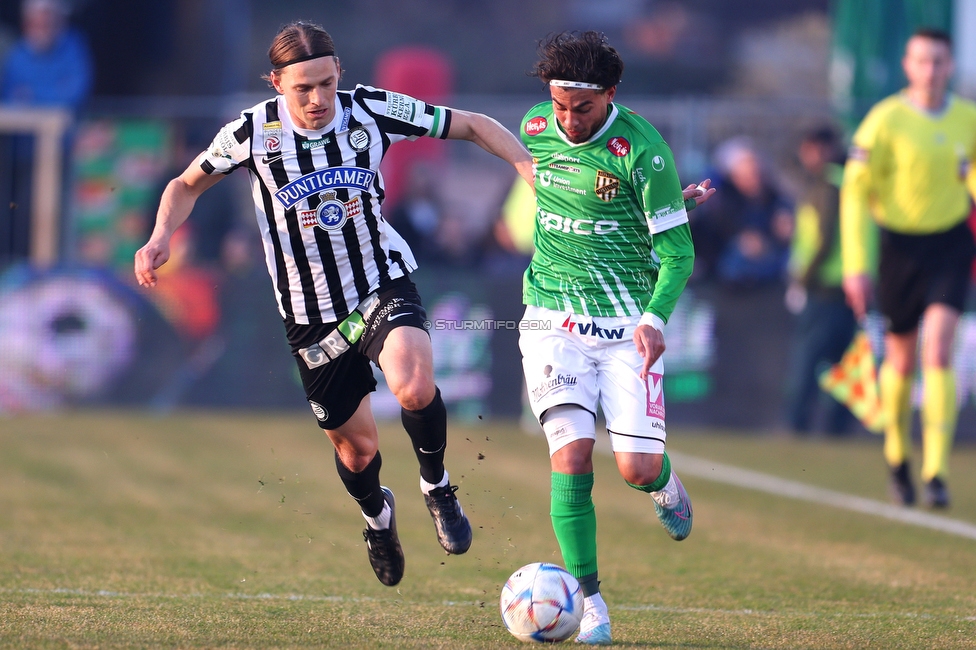 Lustenau - Sturm Graz
Oesterreichische Fussball Bundesliga, 20. Runde, SC Austria Lustenau - SK Sturm Graz, Reichshofstadion Lustenau, 04.03.2023. 

Foto zeigt Stefan Hierlaender (Sturm)
