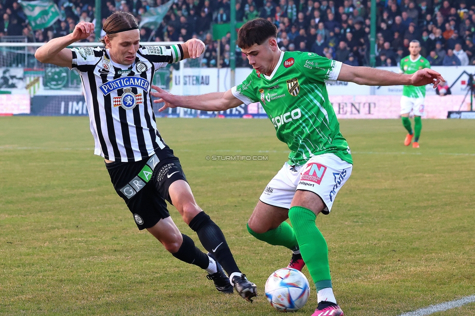 Lustenau - Sturm Graz
Oesterreichische Fussball Bundesliga, 20. Runde, SC Austria Lustenau - SK Sturm Graz, Reichshofstadion Lustenau, 04.03.2023. 

Foto zeigt Stefan Hierlaender (Sturm)
