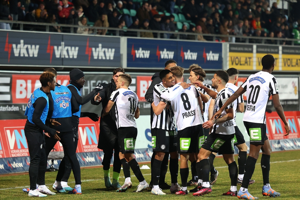 Lustenau - Sturm Graz
Oesterreichische Fussball Bundesliga, 20. Runde, SC Austria Lustenau - SK Sturm Graz, Reichshofstadion Lustenau, 04.03.2023. 

Foto zeigt die Mannschaft von Sturm
Schlüsselwörter: torjubel